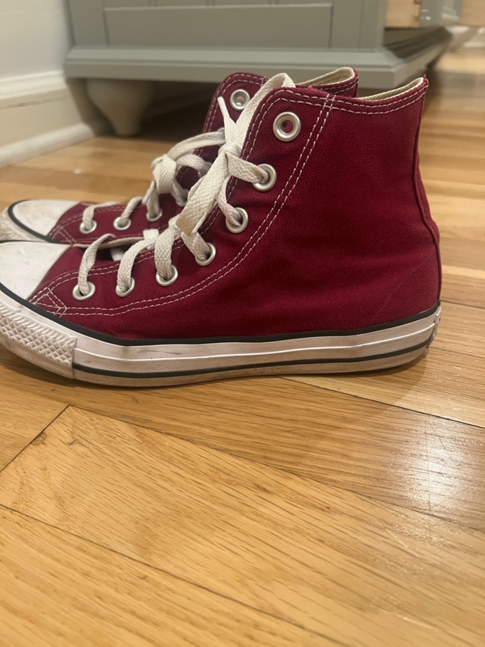 Converse Red High-Top Sneakers with White Accents - Picture 2 of 4
